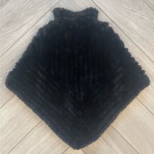 J. McLaughlin Cayla Faux Fur Black Poncho One Size Women’s- MSRP $198